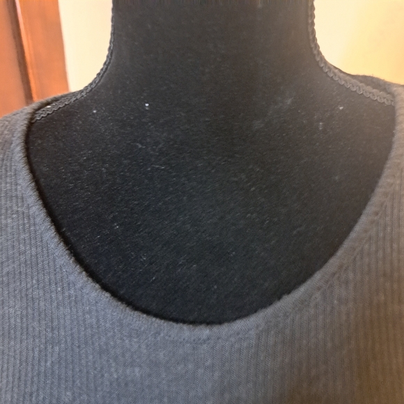 Charcol A-Line Knee-Length Sweater Dress. Plastic Island size Md Partial Ribbing - Picture 6 of 11